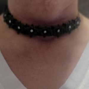 GORGEOUS Statement Choker black / silver crystals